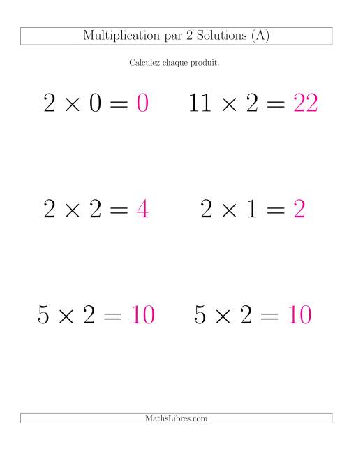 Règles de Multiplication Individuelles -- Multiplication par 2 -- Variation 0 à 12 (Gros Caractères) page 2