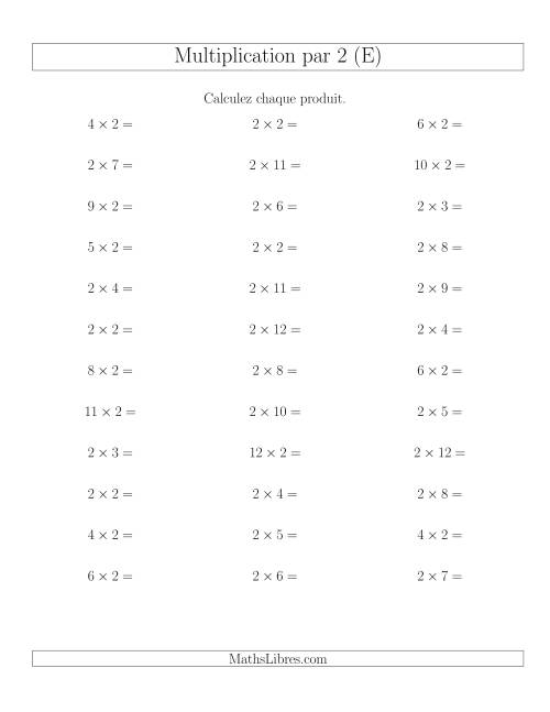 Règles de Multiplication Individuelles -- Multiplication par 2 -- Variation 0 à 12 (E)
