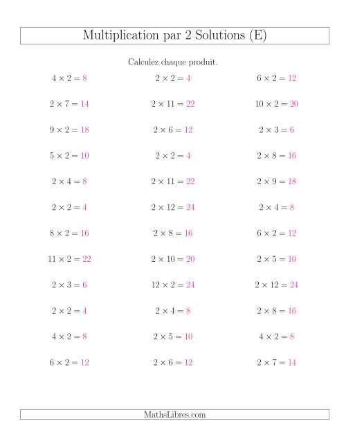 Règles de Multiplication Individuelles -- Multiplication par 2 -- Variation 0 à 12 (E) page 2
