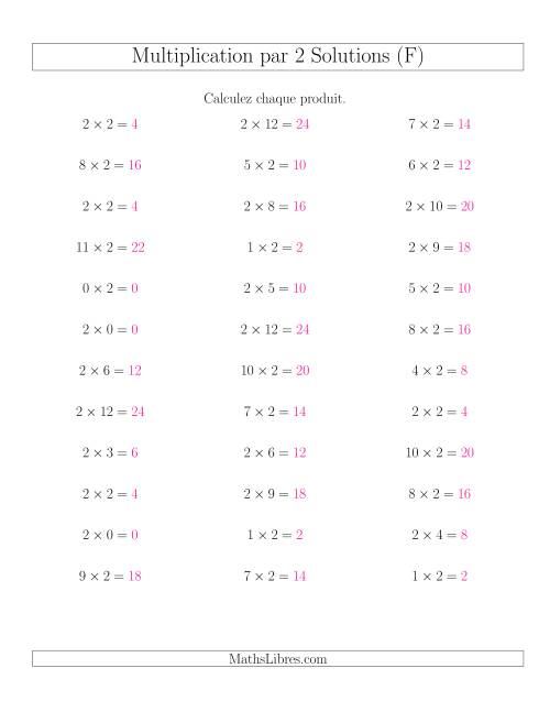 Règles de Multiplication Individuelles -- Multiplication par 2 -- Variation 0 à 12 (F) page 2