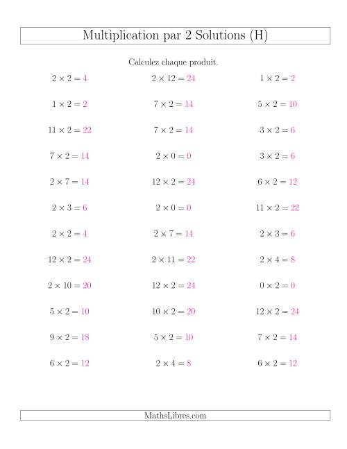 Règles de Multiplication Individuelles -- Multiplication par 2 -- Variation 0 à 12 (H) page 2