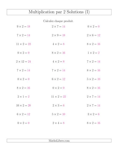 Règles de Multiplication Individuelles -- Multiplication par 2 -- Variation 0 à 12 (I) page 2