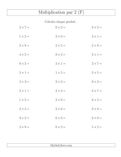 Règles de Multiplication Individuelles -- Multiplication par 2 -- Variation 0 à 9 (F)