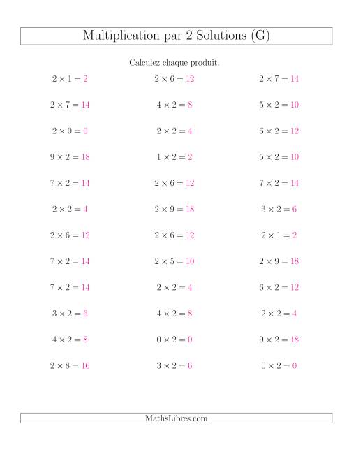 Règles de Multiplication Individuelles -- Multiplication par 2 -- Variation 0 à 9 (G) page 2