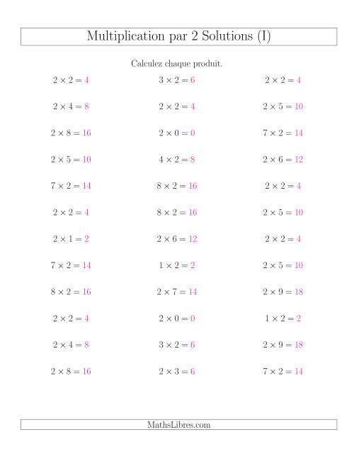 Règles de Multiplication Individuelles -- Multiplication par 2 -- Variation 0 à 9 (I) page 2