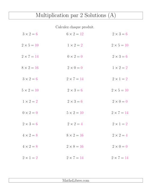 Règles de Multiplication Individuelles -- Multiplication par 2 -- Variation 0 à 9 (Tout) page 2