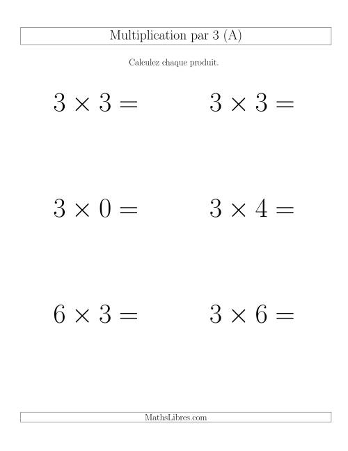 Règles de Multiplication Individuelles -- Multiplication par 3 -- Variation 0 à 12 (GP)