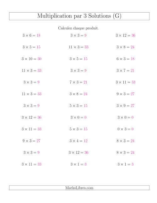 Règles de Multiplication Individuelles -- Multiplication par 3 -- Variation 0 à 12 (G) page 2