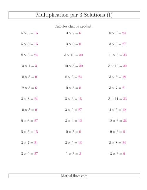 Règles de Multiplication Individuelles -- Multiplication par 3 -- Variation 0 à 12 (I) page 2