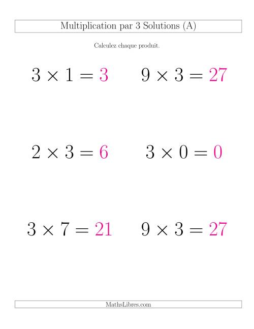 Règles de Multiplication Individuelles -- Multiplication par 3 -- Variation 0 à 9 (Gros Caractères) page 2