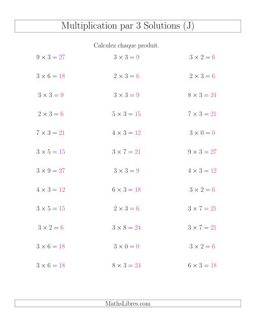 Règles de Multiplication Individuelles -- Multiplication par 3 -- Variation 0 à 9 (J) page 2