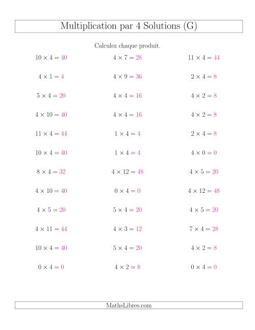 Règles de Multiplication Individuelles -- Multiplication par 4 -- Variation 0 à 12 (G) page 2
