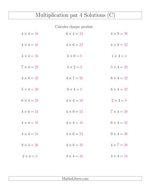 Règles de Multiplication Individuelles -- Multiplication par 4 -- Variation 0 à 9 (C) page 2