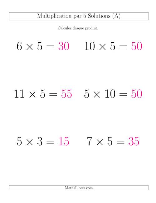 Règles de Multiplication Individuelles -- Multiplication par 5 -- Variation 0 à 12 (Gros Caractères) page 2