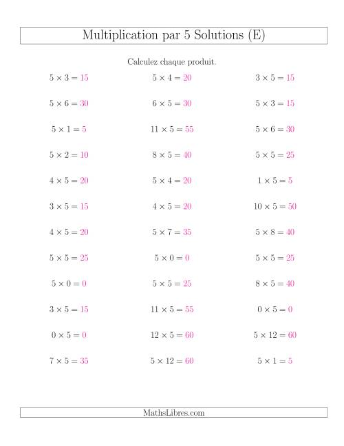Règles de Multiplication Individuelles -- Multiplication par 5 -- Variation 0 à 12 (E) page 2