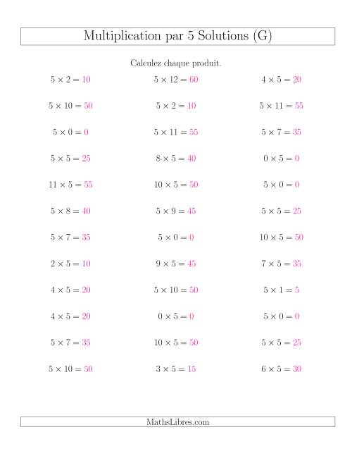 Règles de Multiplication Individuelles -- Multiplication par 5 -- Variation 0 à 12 (G) page 2