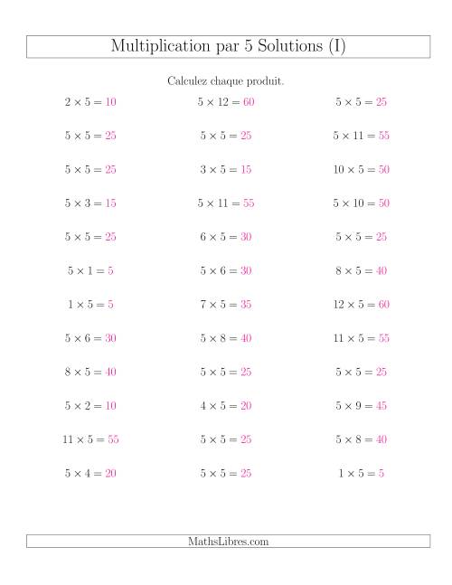 Règles de Multiplication Individuelles -- Multiplication par 5 -- Variation 0 à 12 (I) page 2
