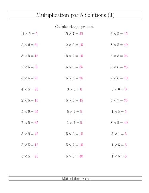 Règles de Multiplication Individuelles -- Multiplication par 5 -- Variation 0 à 9 (J) page 2