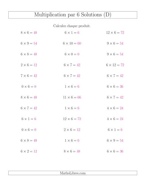 Règles de Multiplication Individuelles -- Multiplication par 6 -- Variation 0 à 12 (D) page 2
