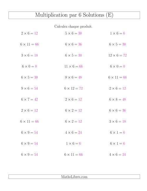 Règles de Multiplication Individuelles -- Multiplication par 6 -- Variation 0 à 12 (E) page 2