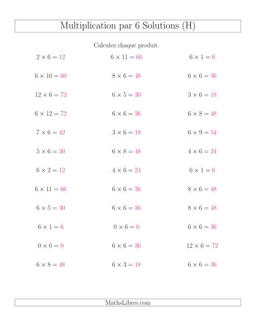 Règles de Multiplication Individuelles -- Multiplication par 6 -- Variation 0 à 12 (H) page 2