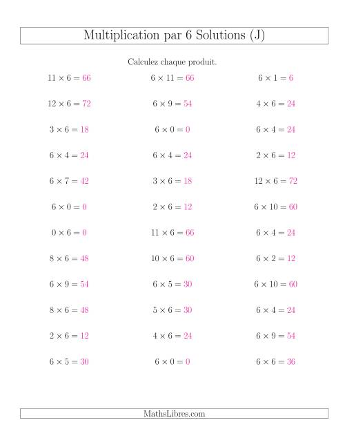 Règles de Multiplication Individuelles -- Multiplication par 6 -- Variation 0 à 12 (J) page 2