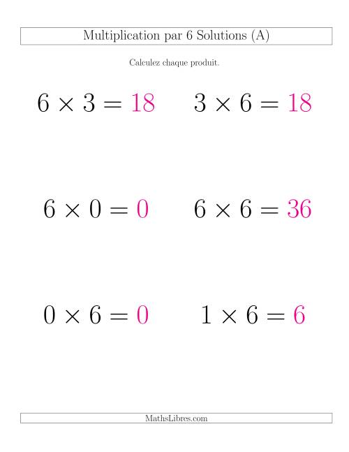 Règles de Multiplication Individuelles -- Multiplication par 6 -- Variation 0 à 9 (Gros Caractères) page 2
