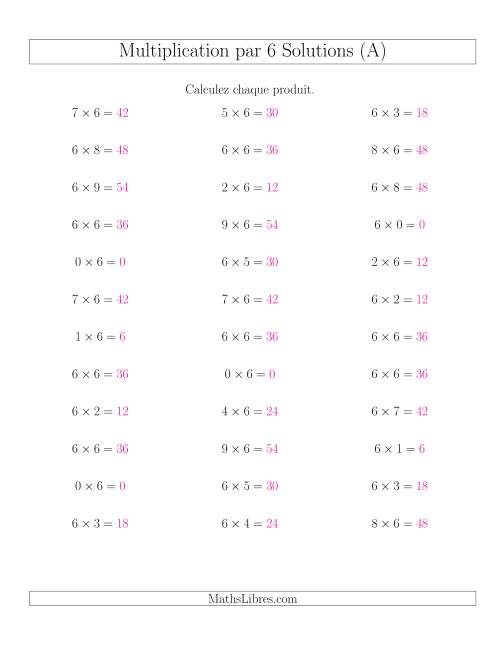 Règles de Multiplication Individuelles -- Multiplication par 6 -- Variation 0 à 9 (A) page 2