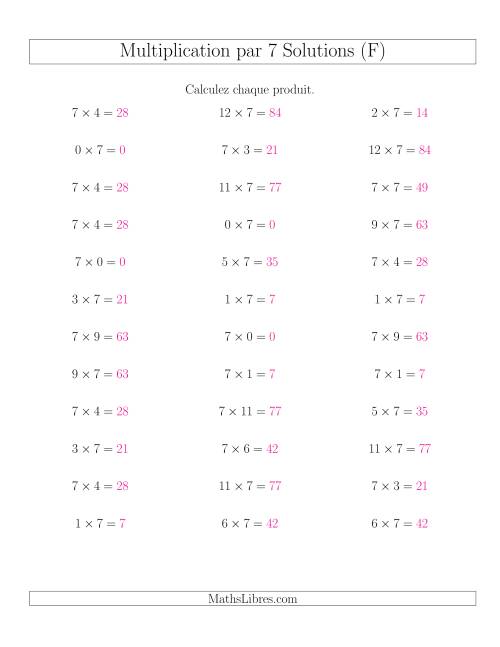 Règles de Multiplication Individuelles -- Multiplication par 7 -- Variation 0 à 12 (F) page 2