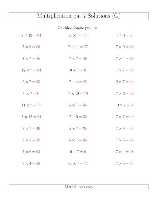 Règles de Multiplication Individuelles -- Multiplication par 7 -- Variation 0 à 12 (G) page 2