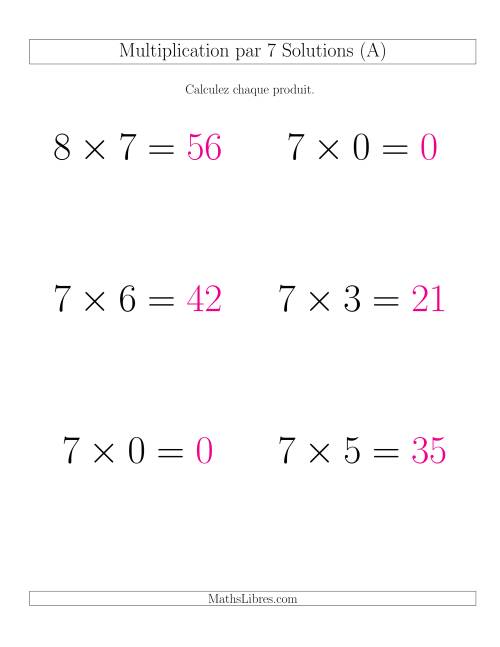 Règles de Multiplication Individuelles -- Multiplication par 7 -- Variation 0 à 9 (Gros Caractères) page 2