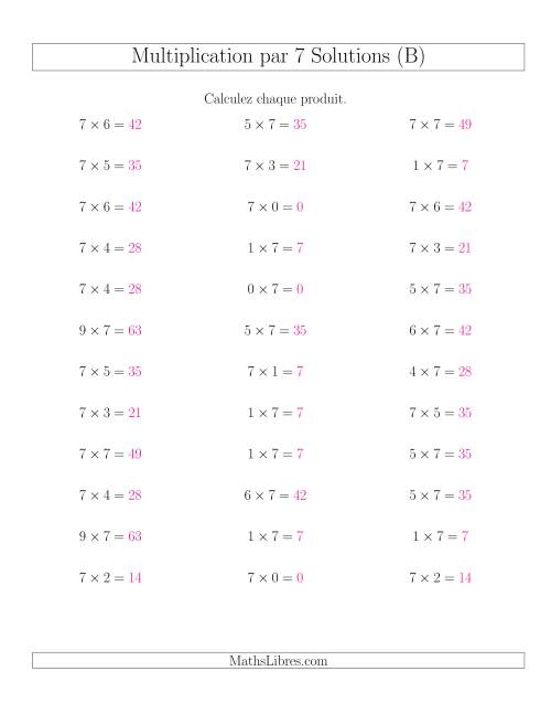Règles de Multiplication Individuelles -- Multiplication par 7 -- Variation 0 à 9 (B) page 2