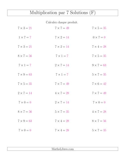 Règles de Multiplication Individuelles -- Multiplication par 7 -- Variation 0 à 9 (F) page 2