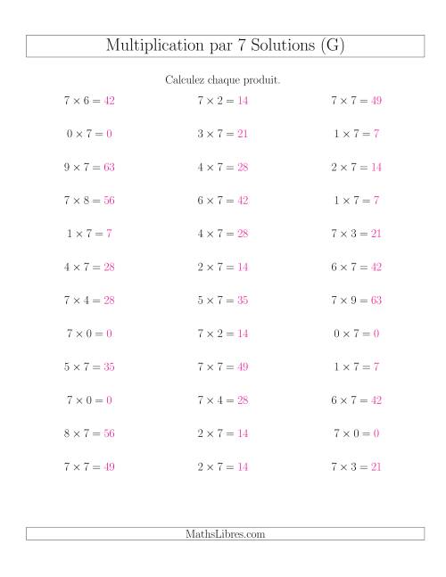 Règles de Multiplication Individuelles -- Multiplication par 7 -- Variation 0 à 9 (G) page 2