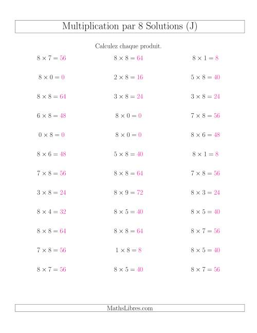 Règles de Multiplication Individuelles -- Multiplication par 8 -- Variation 0 à 9 (J) page 2