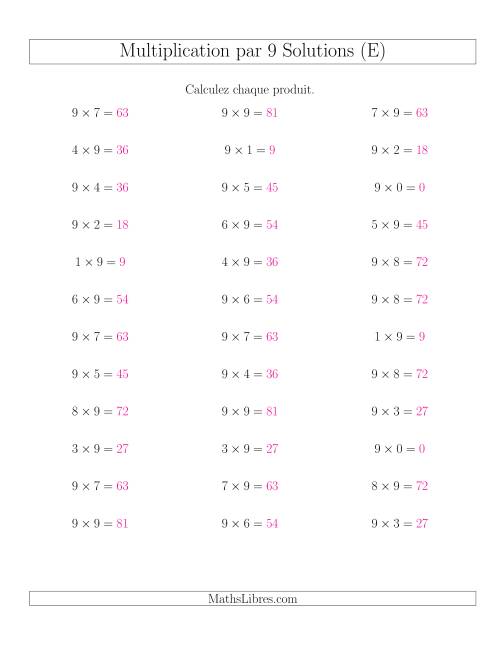 Règles de Multiplication Individuelles -- Multiplication par 9 -- Variation 0 à 9 (E) page 2