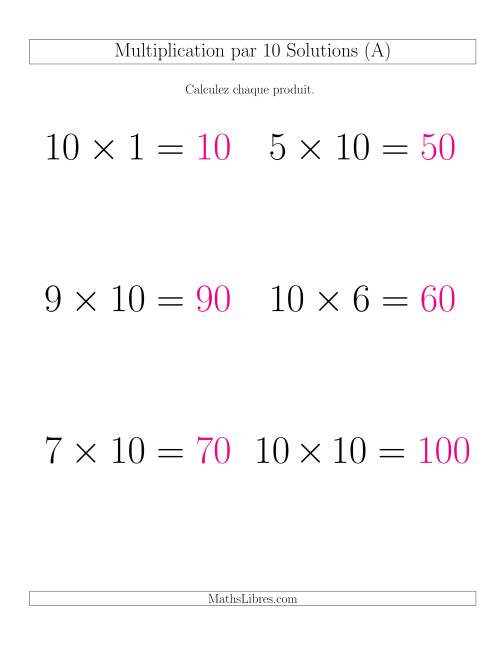 Règles de Multiplication Individuelles -- Multiplication par 10 -- Variation 0 à 12 (GP) page 2