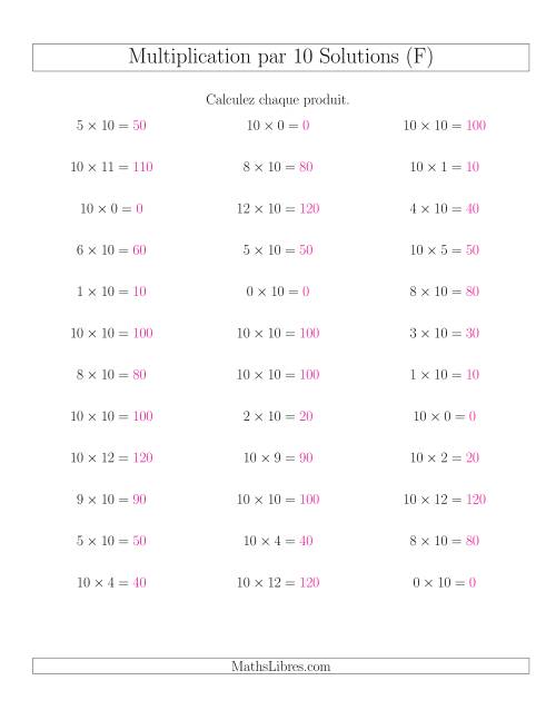 Règles de Multiplication Individuelles -- Multiplication par 10 -- Variation 0 à 12 (F) page 2