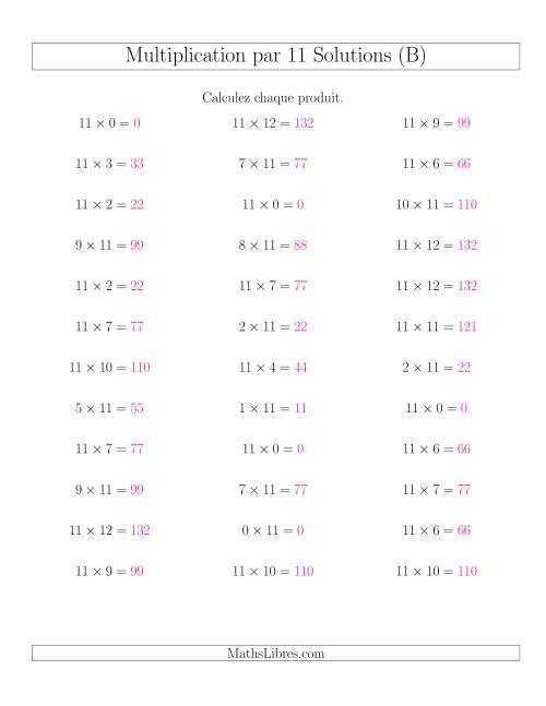 Règles de Multiplication Individuelles -- Multiplication par 11 -- Variation 0 à 12 (B) page 2
