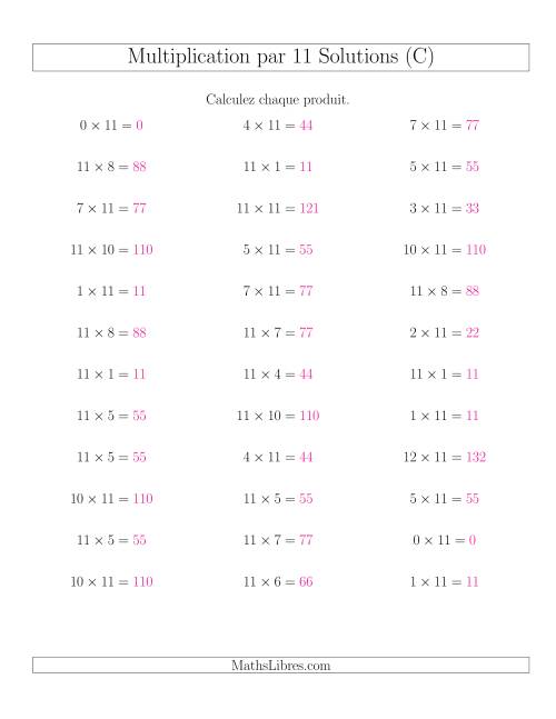 Règles de Multiplication Individuelles -- Multiplication par 11 -- Variation 0 à 12 (C) page 2