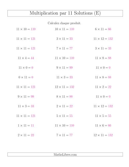Règles de Multiplication Individuelles -- Multiplication par 11 -- Variation 0 à 12 (E) page 2