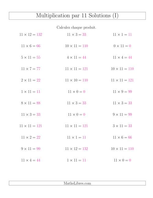 Règles de Multiplication Individuelles -- Multiplication par 11 -- Variation 0 à 12 (I) page 2