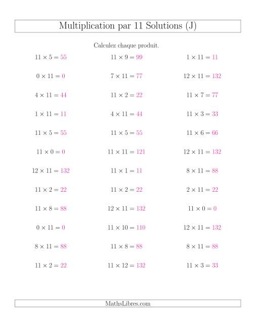 Règles de Multiplication Individuelles -- Multiplication par 11 -- Variation 0 à 12 (J) page 2