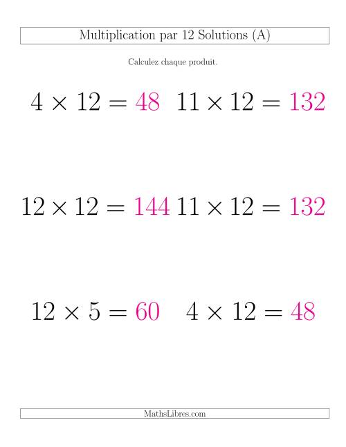 Règles de Multiplication Individuelles -- Multiplication par 12 -- Variation 0 à 12 (GP) page 2