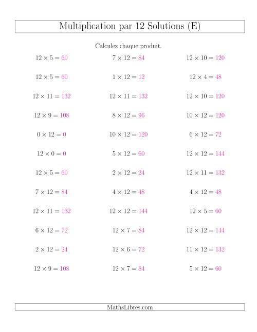 Règles de Multiplication Individuelles -- Multiplication par 12 -- Variation 0 à 12 (E) page 2