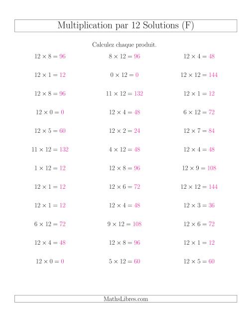 Règles de Multiplication Individuelles -- Multiplication par 12 -- Variation 0 à 12 (F) page 2