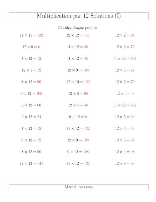Règles de Multiplication Individuelles -- Multiplication par 12 -- Variation 0 à 12 (I) page 2