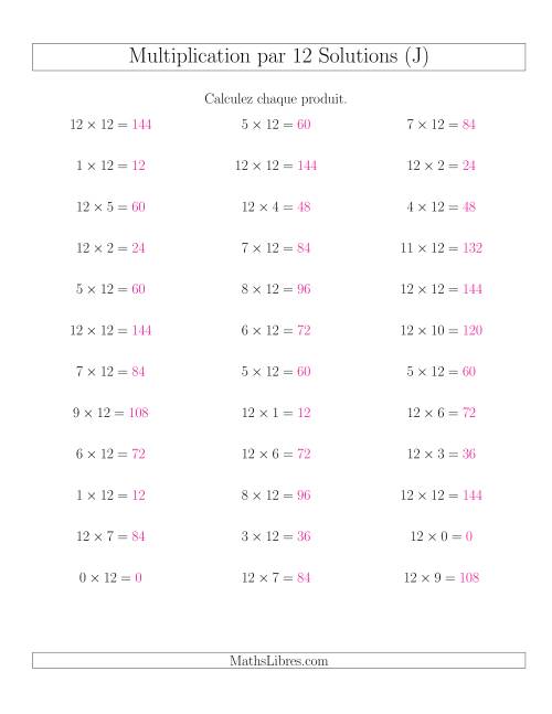 Règles de Multiplication Individuelles -- Multiplication par 12 -- Variation 0 à 12 (J) page 2