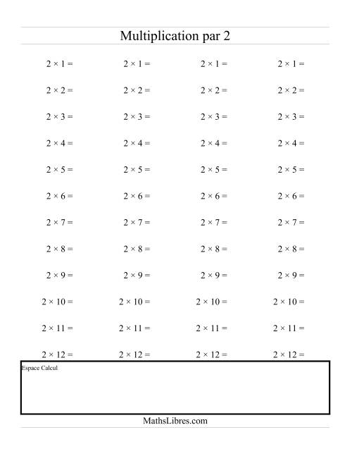 Multiplications Répétées -- Multiplication par 2 (B)