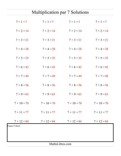 Multiplications Répétées -- Multiplication par 7 (G) page 2